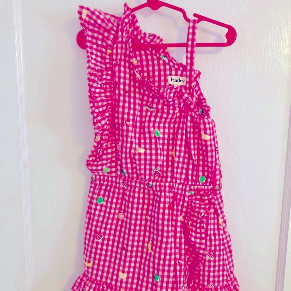 Hatley Gingham Dress Size 6 Picnic Fruit Print Preppy Classic Ruffle Colorful